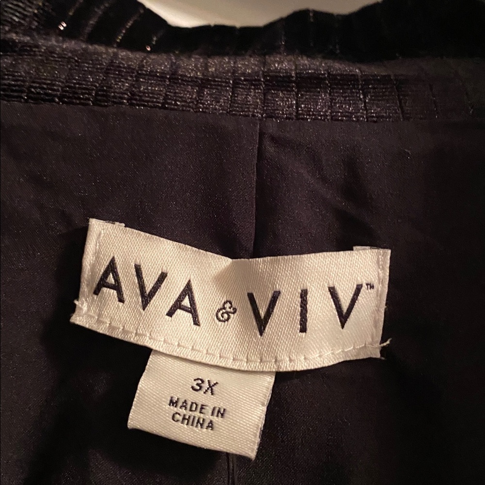 Ava & Viv Black Velour Blazer with Pinstripes - Picture 4 of 6